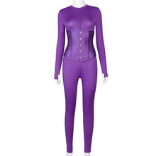 Load image into Gallery viewer, 2 PCs Set Jumpsuit With Corset PURPLE
