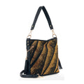 Beautifully Unique Rhinestone Pattern Crossbody Hobo: Gold