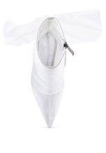 Load image into Gallery viewer, Princess Organza Wrapped Style Heeled Ankle Boots:White Bodi Language Boutique
