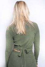 Load image into Gallery viewer, Women's Plus Long Sleeves Tie Back Rib Loungewear Set
