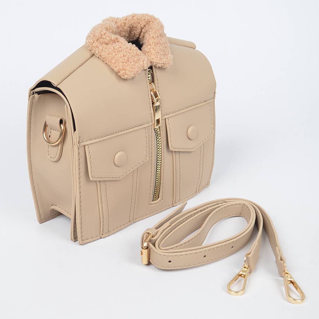 Chic Faux Fur Jacket Style Crossbody Clutch: Green