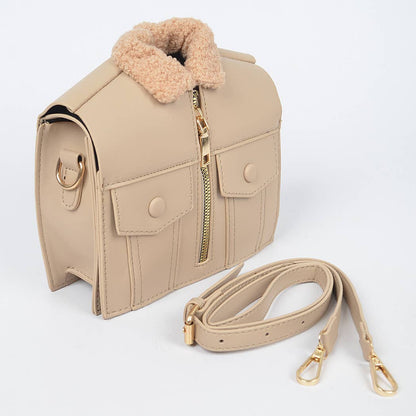 Chic Faux Fur Jacket Style Crossbody Clutch: Green