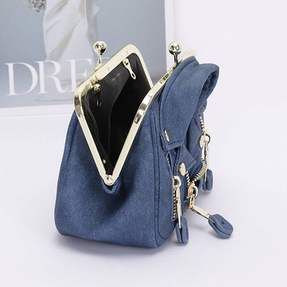Faux Denim Leather jacket Style Crossbody Bag: DBL