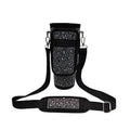 Trendy Rhinestone Design Water Bottle Carrier: Black