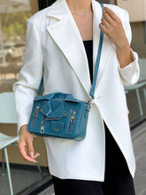 Load image into Gallery viewer, Asymmetric Chain Zipper Crossbody Bag- BLUE Bodi Language for Women
