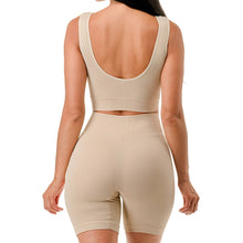 Load image into Gallery viewer, 2PC Muscle Tank Sports Top Highwaist Short Set: KHAKI To Star
