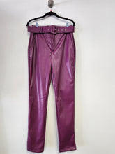 Load image into Gallery viewer, Purple PU Leather Belted Pant Bodi Language for Women

