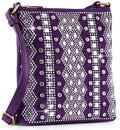 Handbag Express - Dazzling Bling Pattern Crossbody Sling: Purple Handbag Express