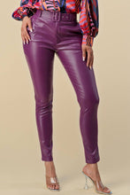 Load image into Gallery viewer, Purple PU Leather Belted Pant Bodi Language for Women
