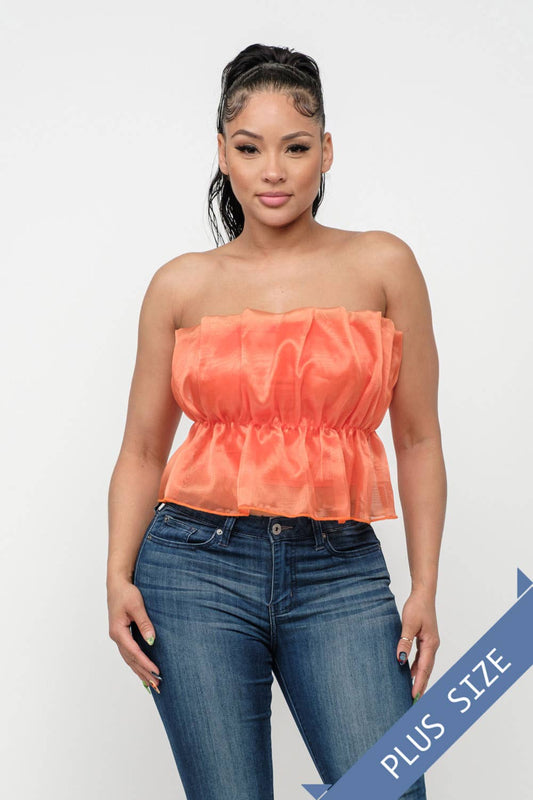 - Plus Size Organza Tulle Tube Crop Top Bodi Language for Women