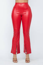 Load image into Gallery viewer, Pu Leather High Waisted Front Slit Hem Back Zipper Pants: Red Bodi Language for Women
