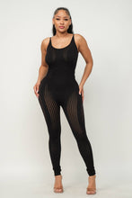 Load image into Gallery viewer, Black Seamless Back Spaghetti Strap Distressed Jumpsuit - Bodi Language for Women
