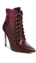 Load image into Gallery viewer, Burgundy stiletto heel lace-up bootie - Bodi Language for Women
