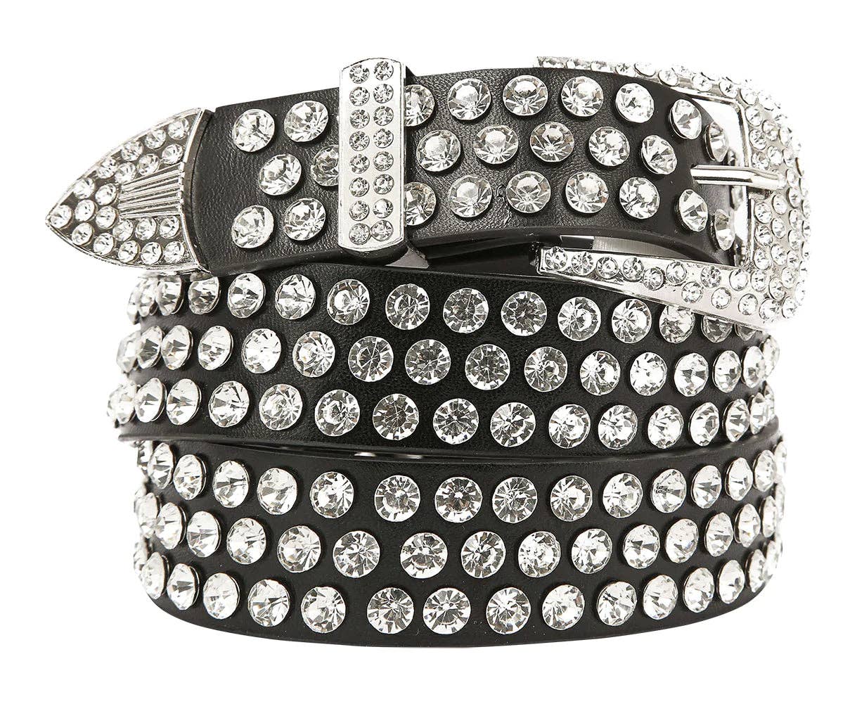 Handbag Express - Leather Rhinestone Studded Belt - Bodi Language for Women