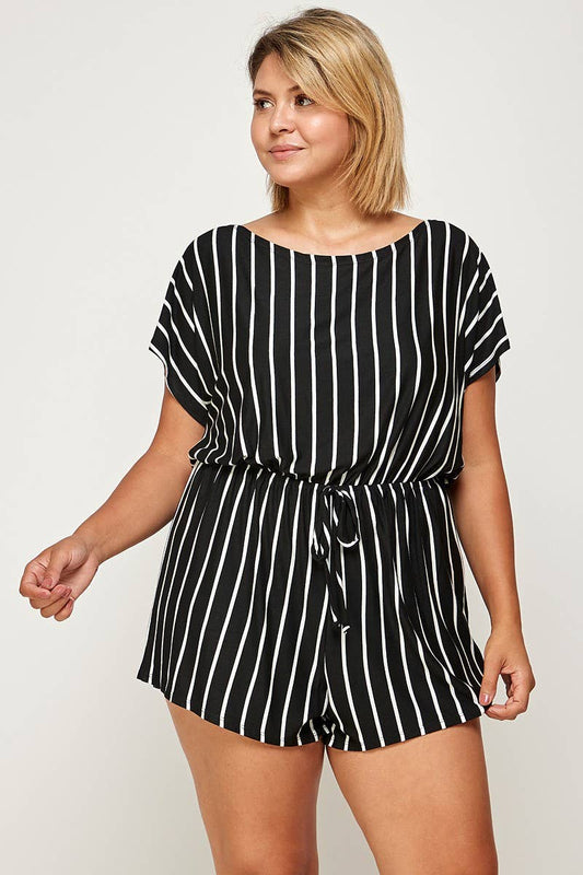 Plus Size Striped Romper - Bodi Language for Women