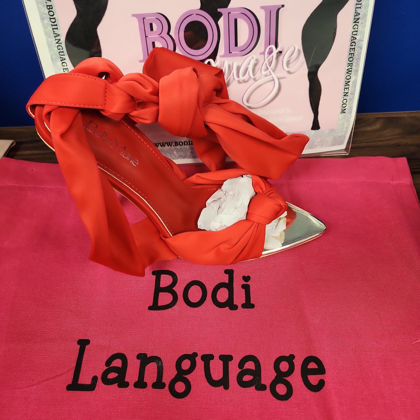 Red Calf Wrap High Heel - Bodi Language for Women