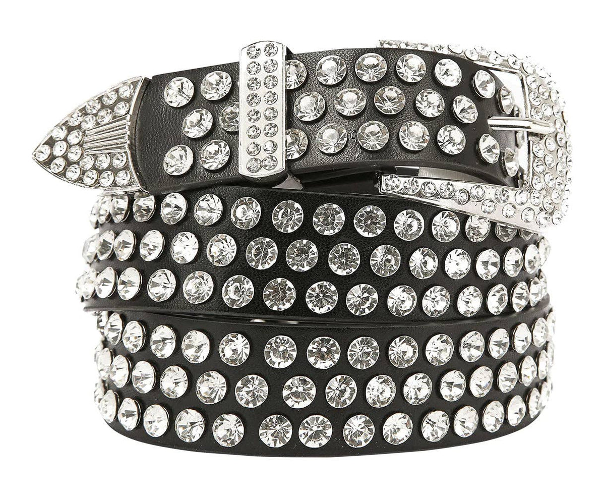 Handbag Express - Leather Rhinestone Studded Belt Bodi Language for Women