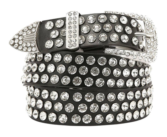 Handbag Express - Leather Rhinestone Studded Belt Bodi Language for Women