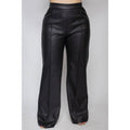 PLUS SIZE PU LEATHER WIDE LEG PANTS: Black Bodi Language for Women
